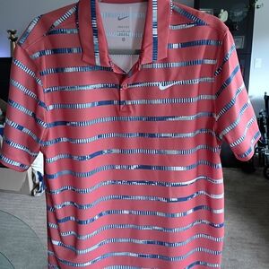 Nike Dri-FIT Golf  Men's Coral Striped Polo Shirt